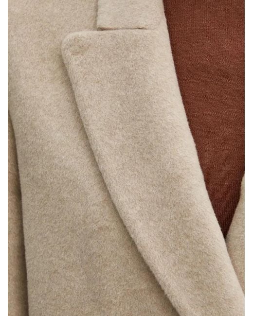 Liviana Conti Natural Double-Breasted Wool Coat