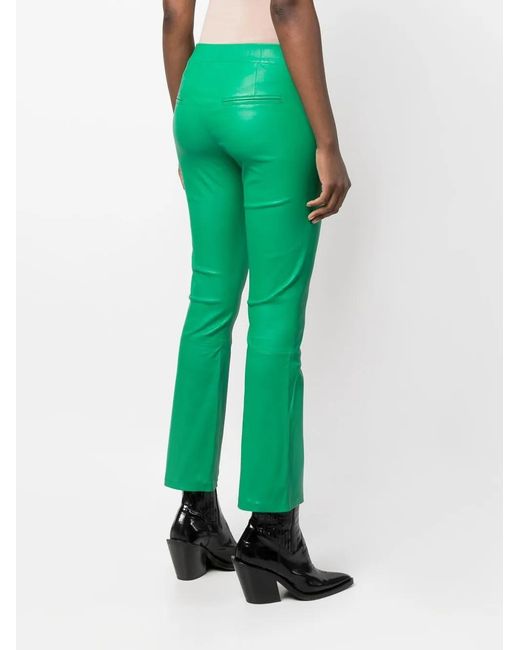 Arma Green Cropped Leather Trousers