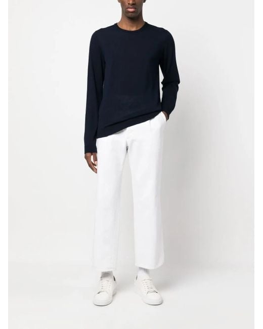 Roberto Collina Blue Crew-Neck Long-Sleeve Jumper for men