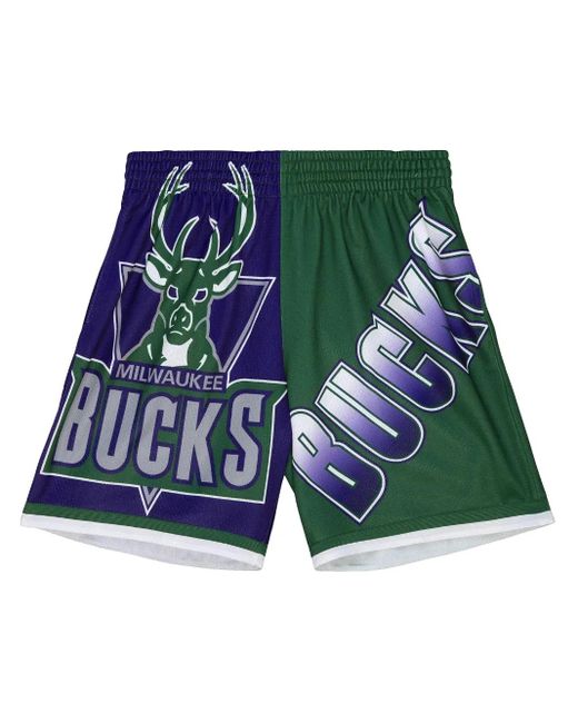 Mitchell & Ness Blue "Nba Milwaukee Bucks" Big Face 5.0 Shorts for men