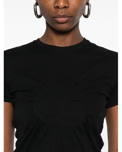 Coperni Black Gathered-Detail T-Shirt