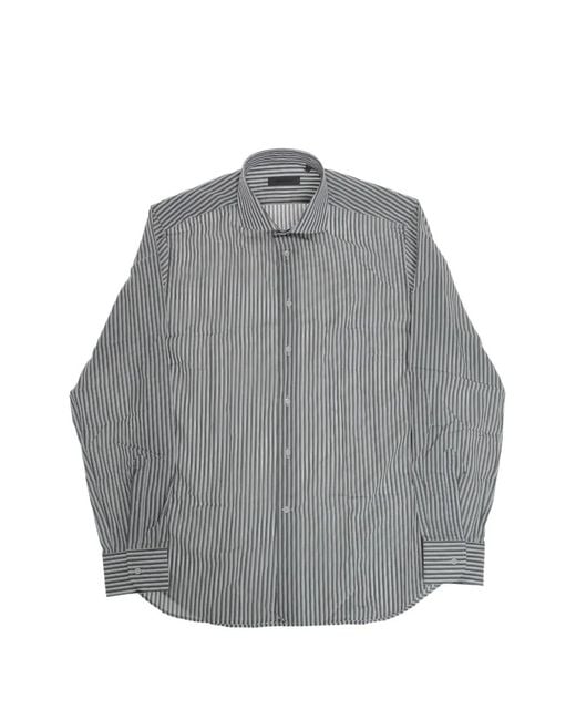 Corneliani Gray Striped Cotton Shirt for men