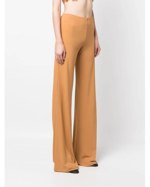 Alberta Ferretti Natural High-Waisted Flared Trousers