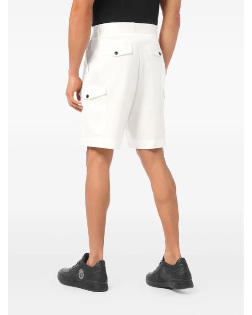 Billionaire White Wool Cargo Shorts for men