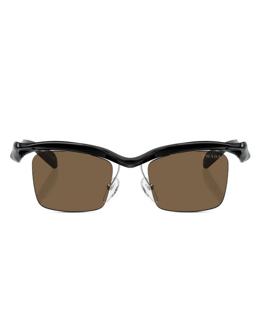 Prada Brown Pr A15S Square-Frame Sunglasses