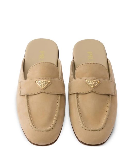 Prada White Mules En Nubuck