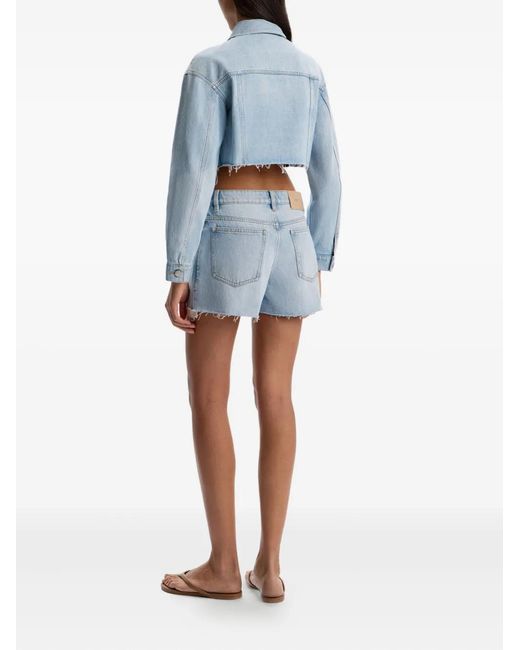 12 STOREEZ Blue Frayed-Hem Denim Shorts
