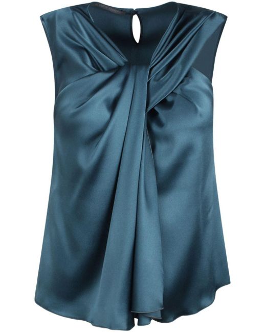 Alberta Ferretti Blue Draped Satin Top