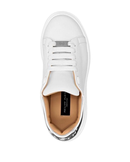 Philipp Plein White Lace-up Leather Sneakers