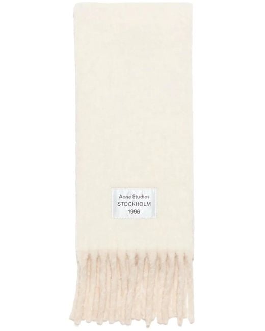 Acne Natural Logo-Patch Fringed Scarf