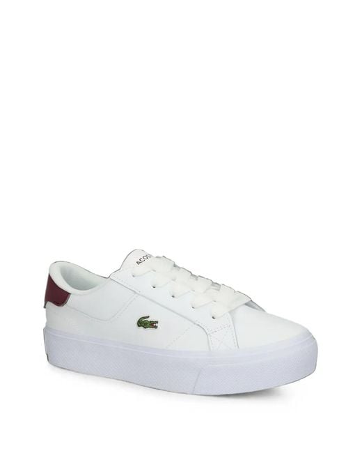 Lacoste White Logo-Patch Platform Sneakers