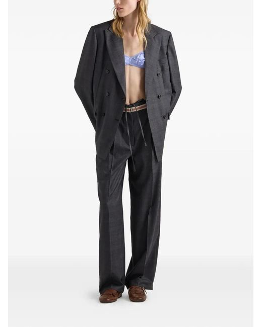 Prada Black Checked Wool Pants