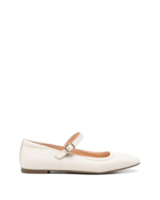 SERGIO MORETTI FIRENZE White Buckle-Fastening Ballet Flats
