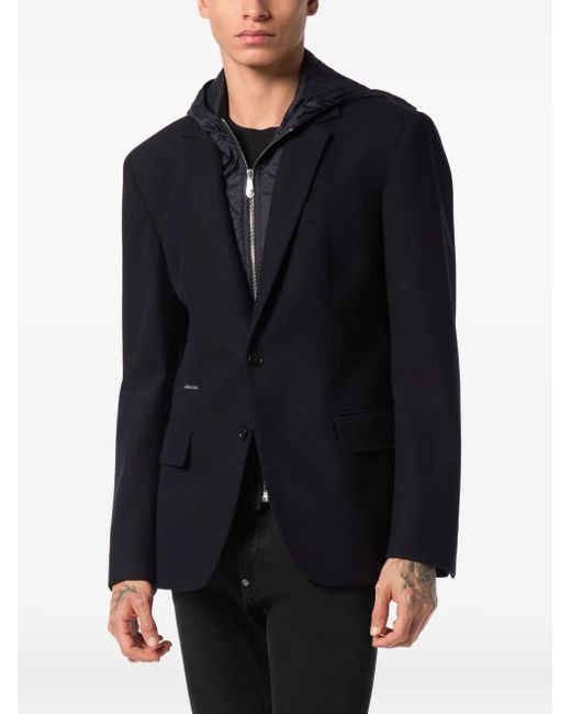 Philipp Plein Blue Hooded Blazer for men