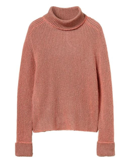 Twinset Pink Gerippter Rollkragenpullover