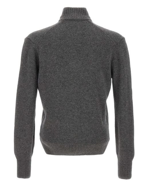 Lacoste Gray Half-Zip Embroidered Sweater for men