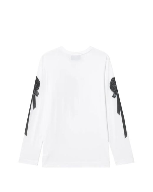 Simone Rocha White Rosette-Embellished Long-Sleeve T-Shirt