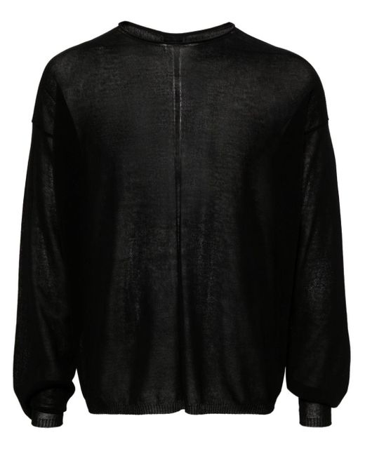 Rick Owens Black Semi-sheer Sweatshirt for men