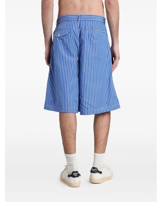 Comme des Garçons Blue Short Rayé À Design Plissé for men