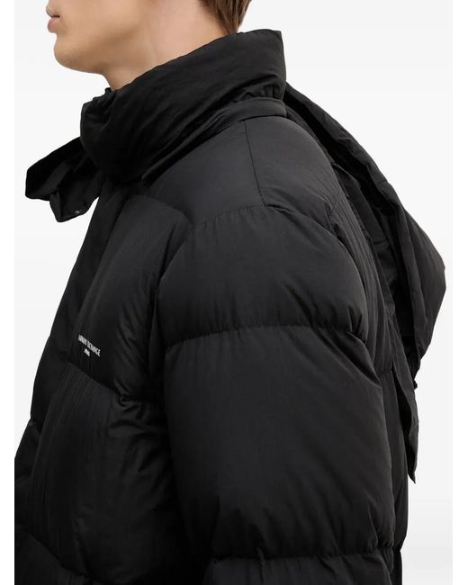 ARMANI EXCHANGE Black Hooded Quilted Coat for men