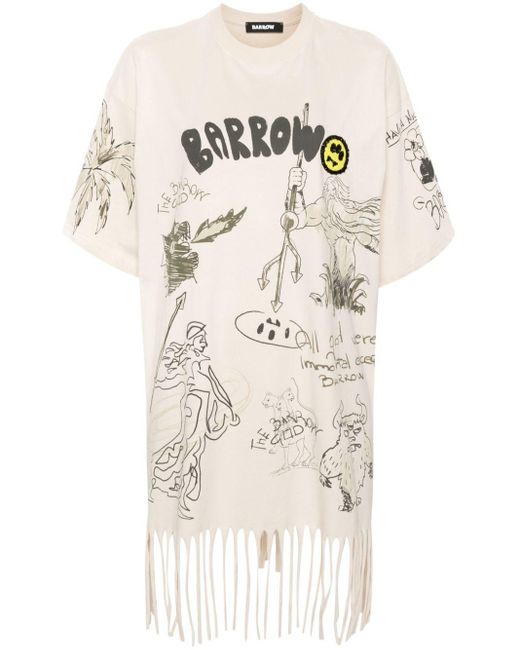 Barrow Natural Doodle-print T-shirt Mini Dress