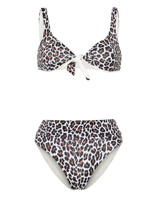Fisico White Leopard-print Bikini