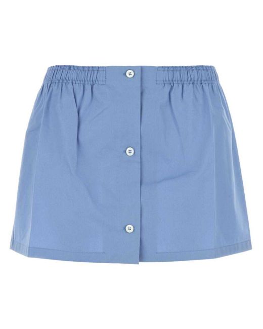 Miu Miu Blue Poplin Mini Skirt