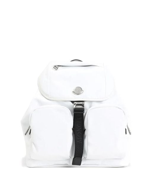 Zaino Con Placca Logo di Moncler in White