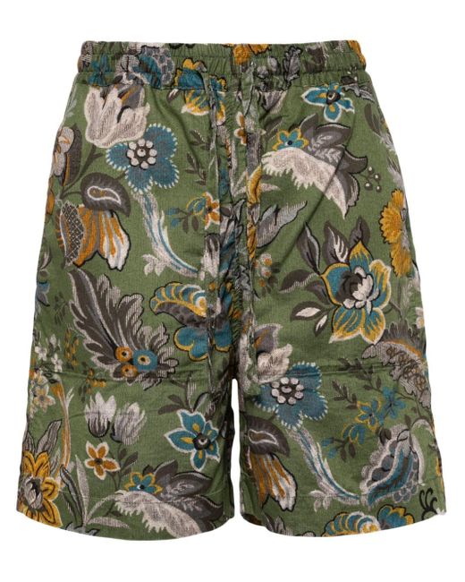President's Green Time Off Floral-print Shorts for men