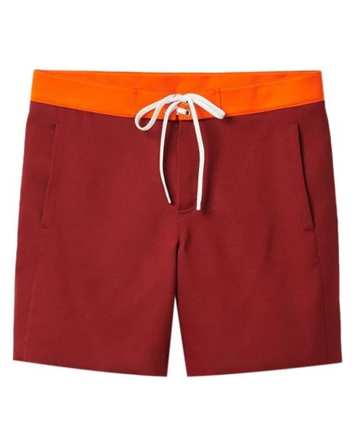 Miu Miu Red Contrasting-waistband Satin Shorts