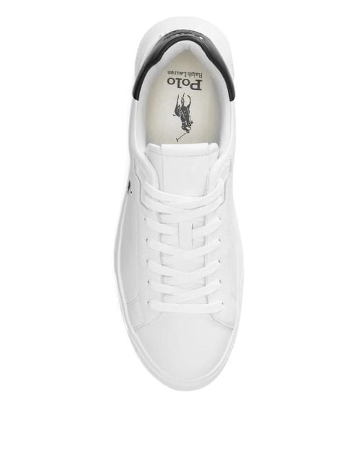 Polo Ralph Lauren White Polo Player Logo Leather Sneakers for men