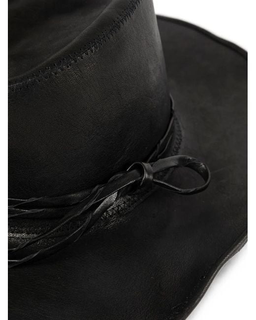 Ann Demeulemeester Black Chapeau D'Inspiration Western En Cuir Grainé for men