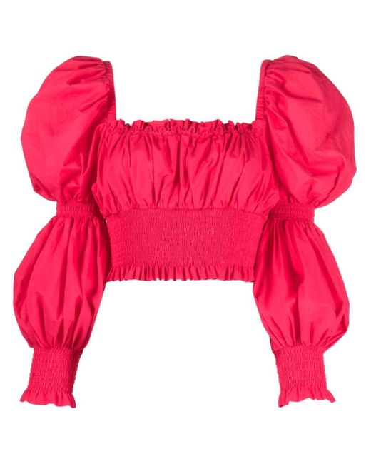 Charo Ruiz Ibiza Pink Nardo Puff-sleeve Cotton Top