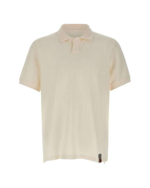 Dekker White Ribbed Trim V-Neck Polo Shirt for men