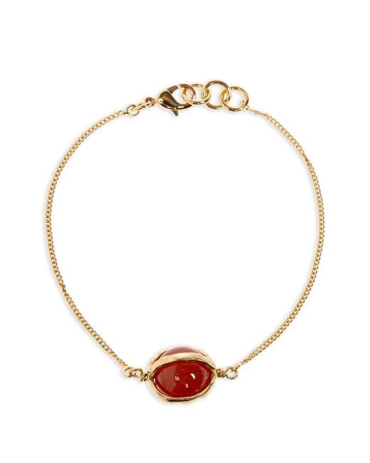 Jil Sander White Stone-Pendant Chain Bracelets