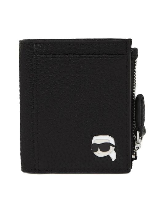 Cartera granulada con cremallera Karl Lagerfeld de color Black