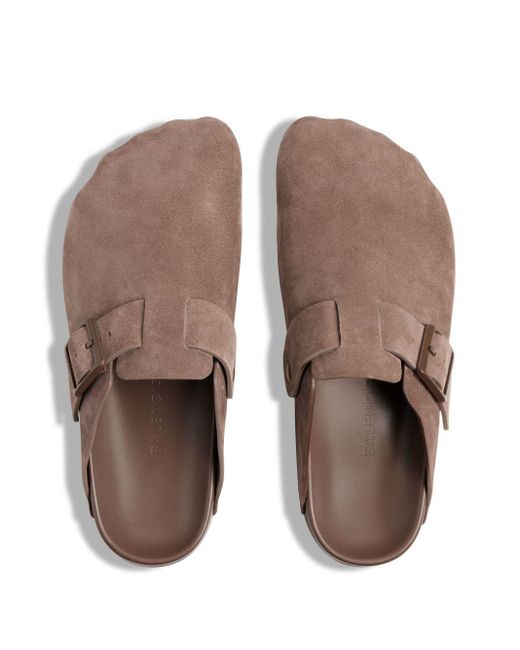 Balenciaga Sunday Suede Mules in Brown | Lyst