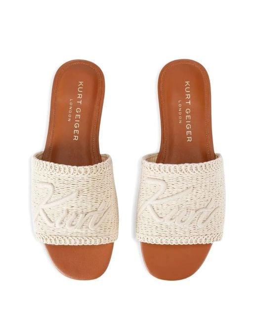 Kurt Geiger White Woven Flat Sandals