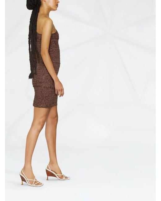 Nanushka Brown Fitted One-Sleeve Mini Dress