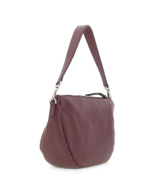 Gianni Chiarini Purple Cleo Grained Leather Shoulder Bag