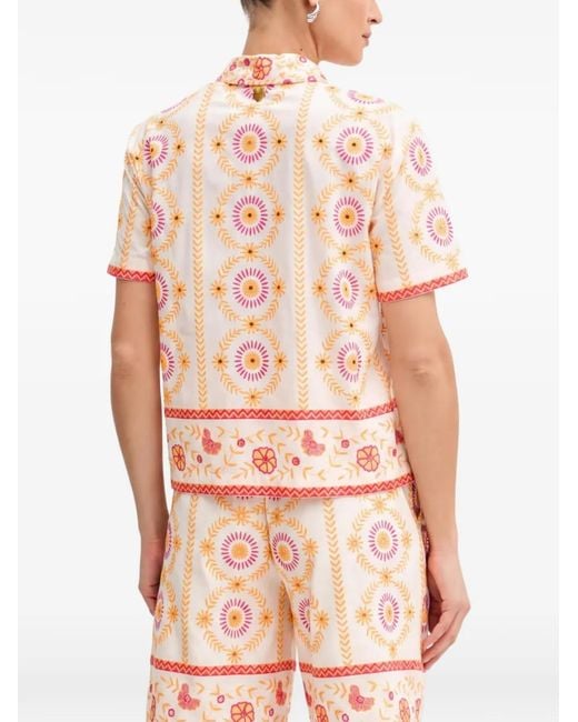 Twinset White Floral Embroidered Shirt