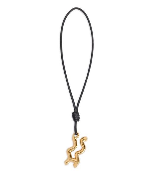 Jil Sander Metallic Zodiac Charm Leather Necklace