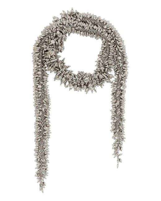 Dries Van Noten Gray Beaded Scarf Necklace