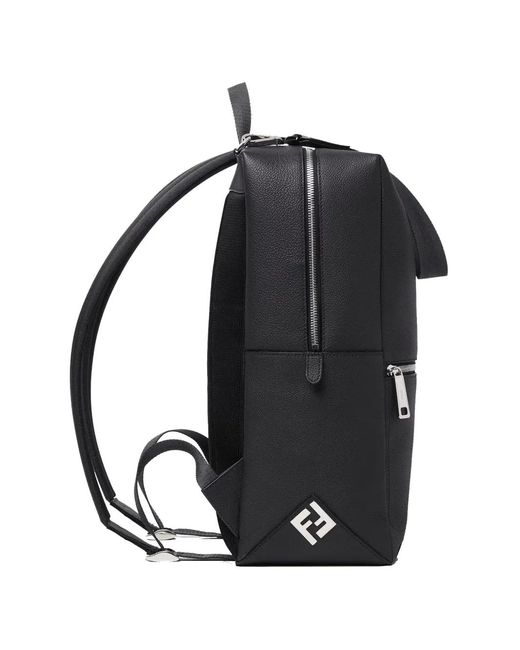 Fendi Black Lui Pebbled-Leather Backpack for men