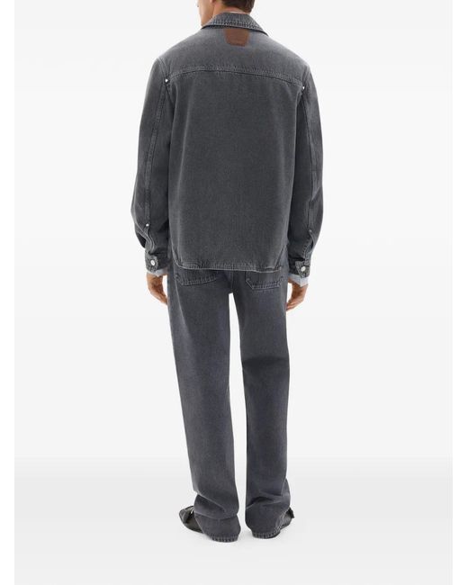 Ferrari Gray Five-Pocket Marbled-Denim Jeans for men