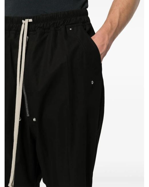Rick Owens Black Tapered Drop-crotch Trousers for men