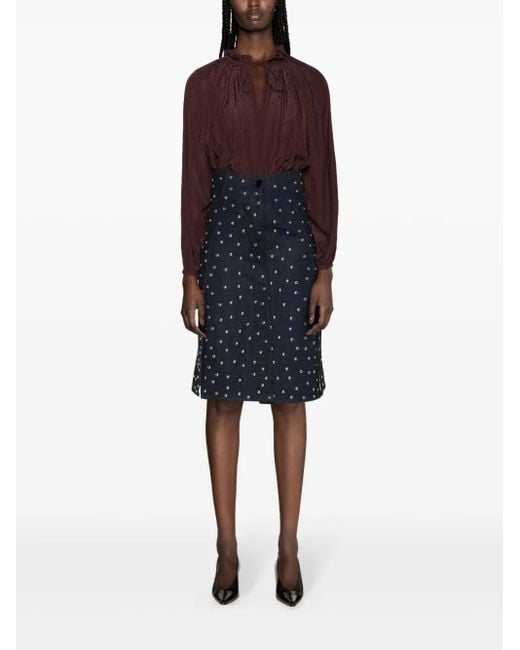 Lanvin Purple Ruffle-Detailed Flared Blouse