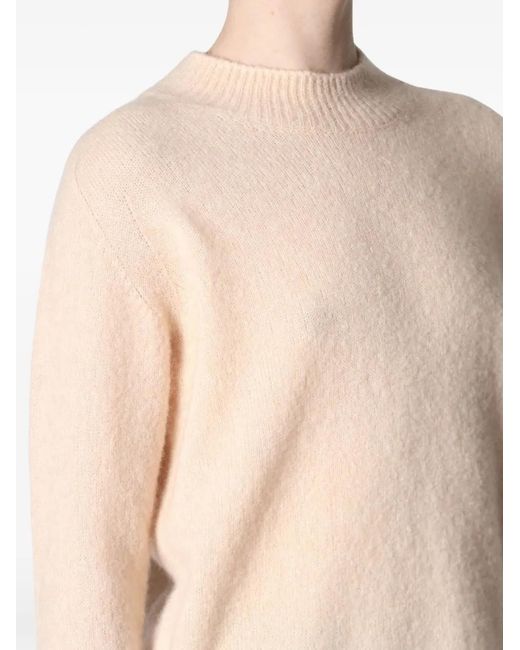 Roberto Collina Natural Three-Quarter-Sleeve Mock-Neck Sweater