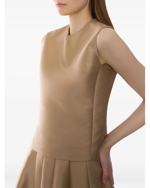 Alberta Ferretti サテン トップ Natural