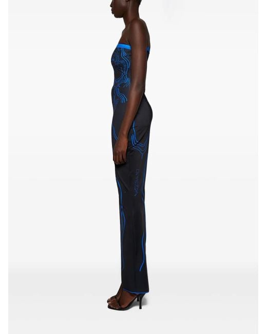 DI PETSA Blue Printed Long Dress